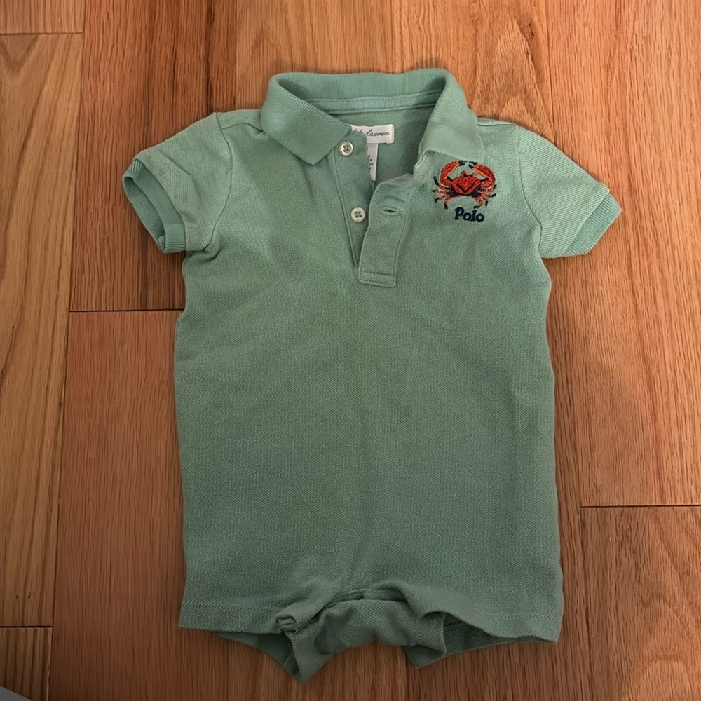 Ralph Lauren Polo baby boys onesie short piece with crab detail